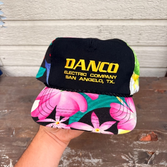 Vintage DANCO Electric company texas trucker hat floral pattern strapback - Picture 2 of 7